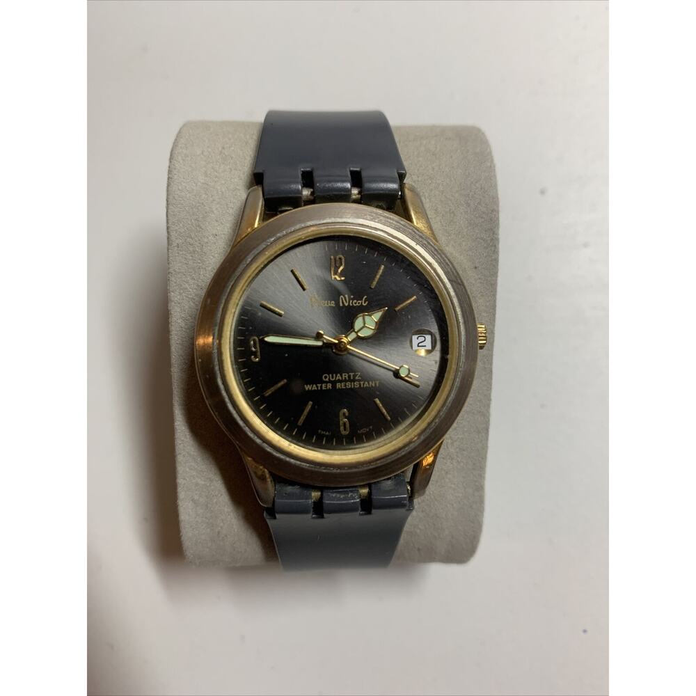 Vintage Pieue Nicol Analog Women's Watch Silver Dial Gold Case